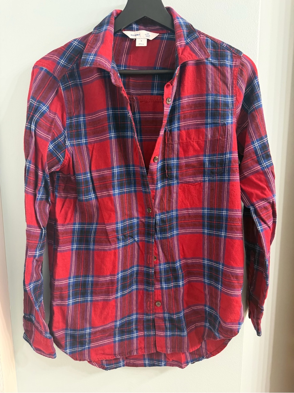 Old Navy Red and Blue Plaid Button-Up Shirt